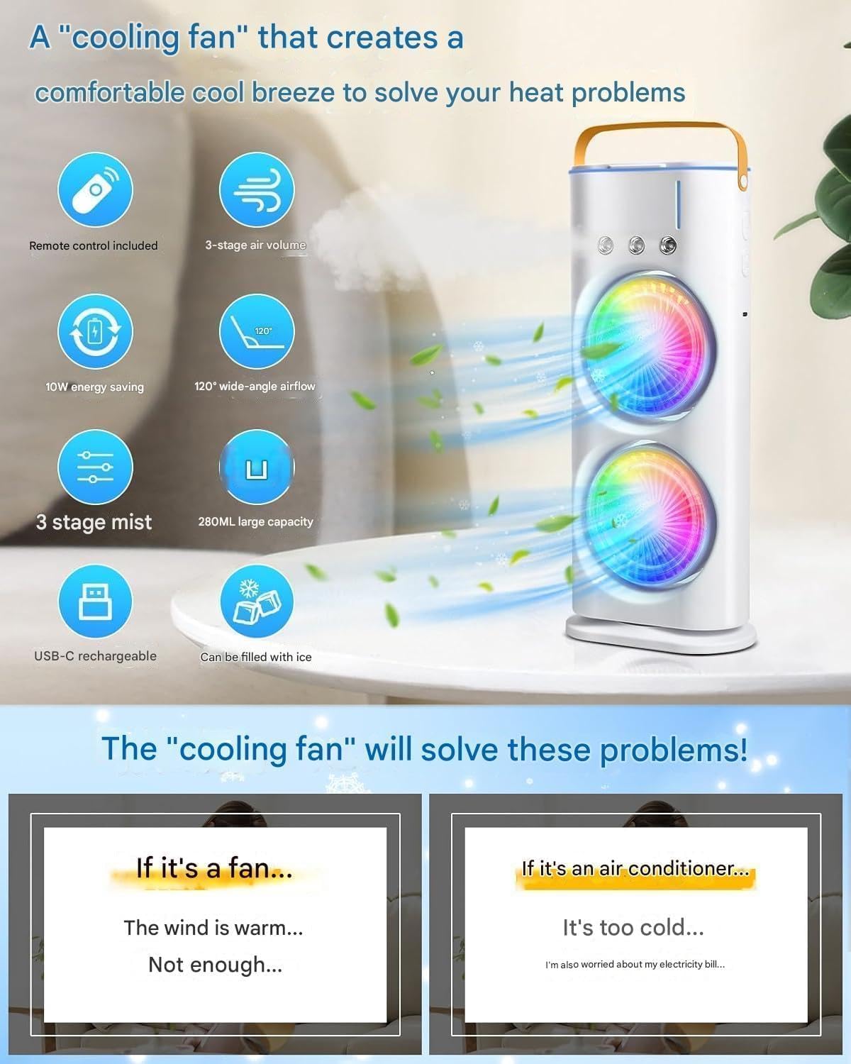 Rechargeable double ended Spray Fan