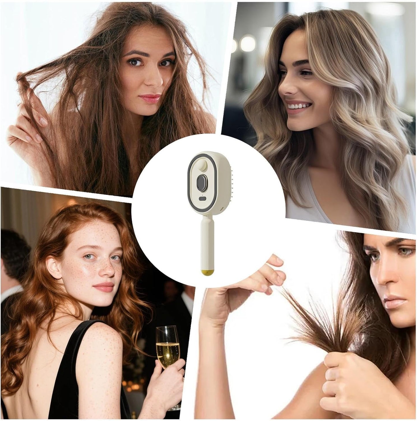 Rechargeable Steam Brush Detangling Tool with Oil