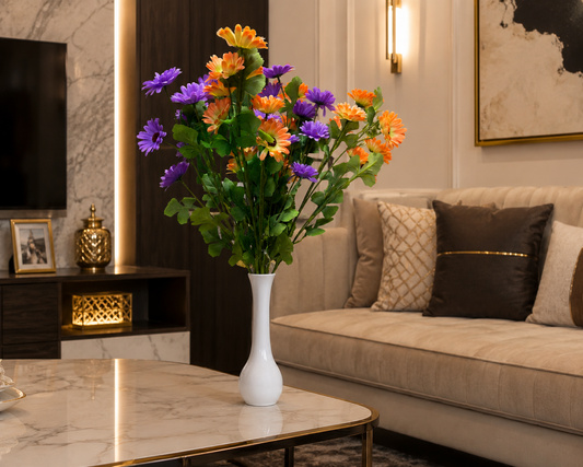 Luxury Artificial Daisy & Aster Flower Bouquet  | Premium Home Décor Arrangement
