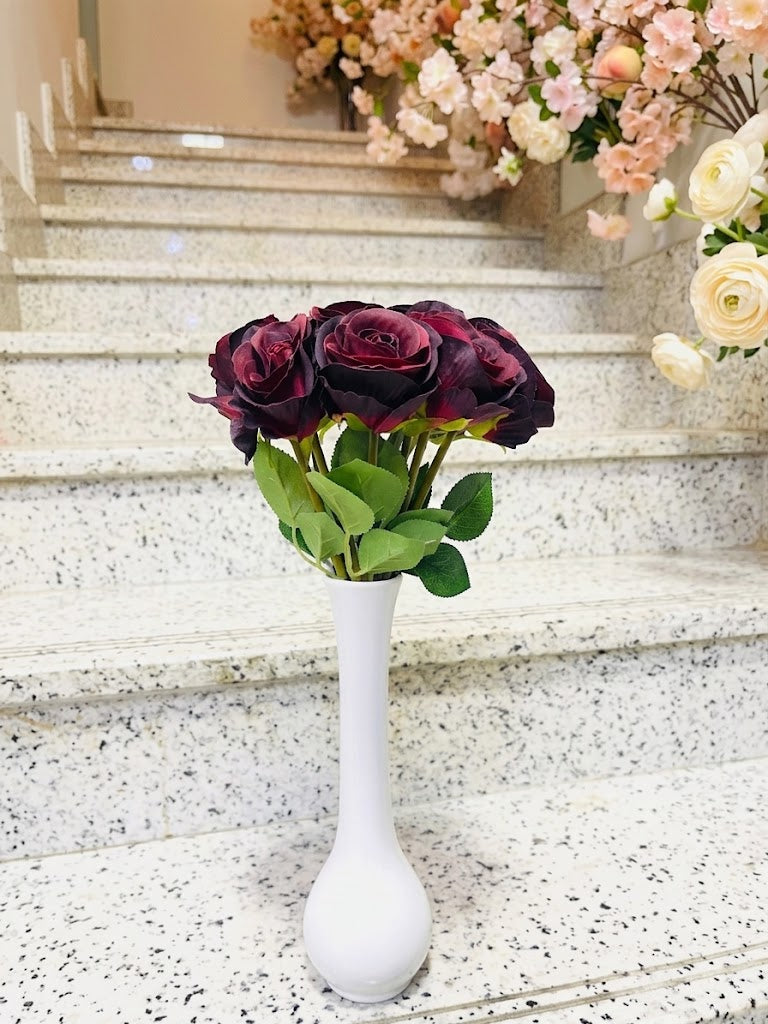 Luxury Burgundy Artificial Rose Bouquet | Premium Home Décor Floral Arrangement